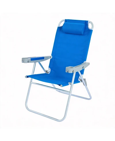 Aofar 17" Oversized Tall Folding Beach Chair Cup Holders 500 Lbs