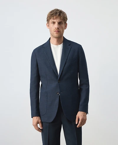 Mango Men's Slim-Fit Striped Linen-Cotton Suit Blazer