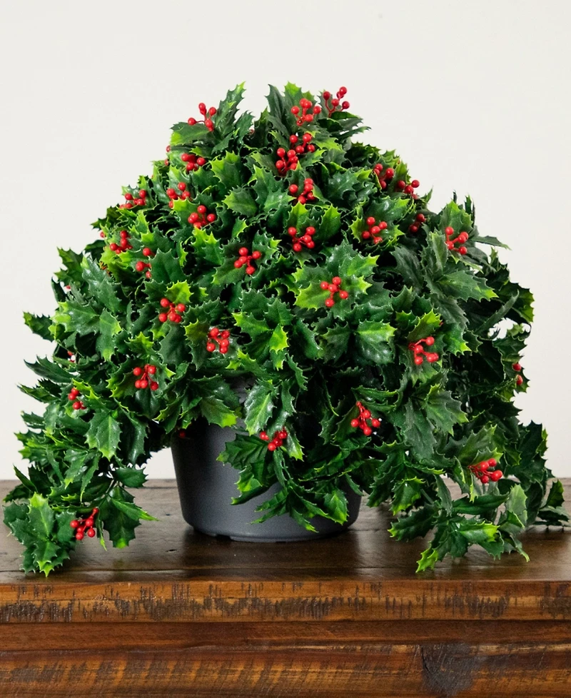Nearly Natural 16" Ultraviolet Resistant Artificial Holly Berry Christmas Plant Indoor And Outdoor