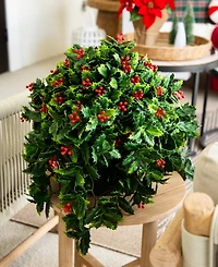 Nearly Natural 16" Ultraviolet Resistant Artificial Holly Berry Christmas Plant Indoor And Outdoor