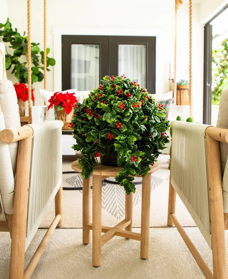 Nearly Natural 16" Ultraviolet Resistant Artificial Holly Berry Christmas Plant Indoor And Outdoor