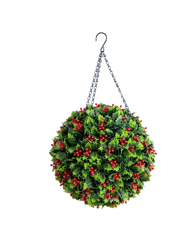 Nearly Natural 22" Ultraviolet Resistant Artificial Holly Berry Christmas Hanging Ball Indoor And Outdoor