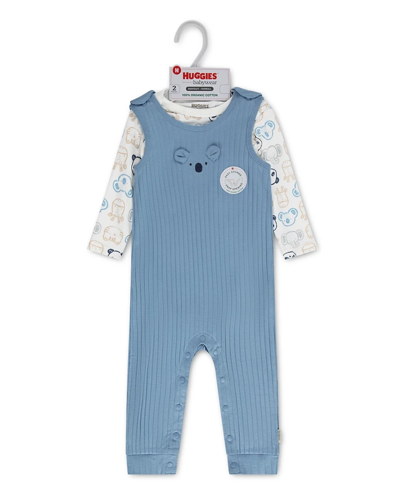 Huggies Baby Boys' Sleeveless Overalls and Long-Sleeve Bodysuit, 2-Piece Set