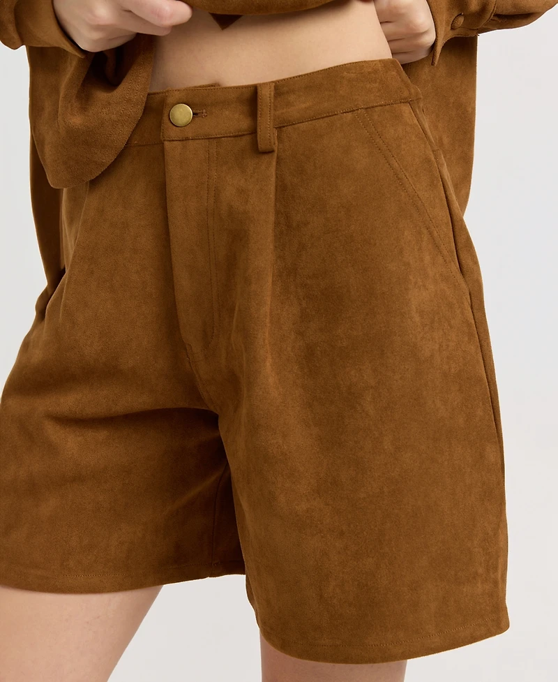 En Saison Women's Pleated Mid-Rise 4-Pocket Shorts