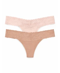 Natori Women's Bliss Perfection Lace Trim One Thong 2-Pack
