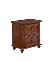 Streamdale Furniture Mid-Century Modern 2-Drawer Nightstand with Charging Station Walnut