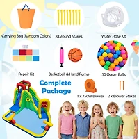 Gymax Outdoor Inflatable Splash Water Bounce House Jump Slide with 550W Blower Kids