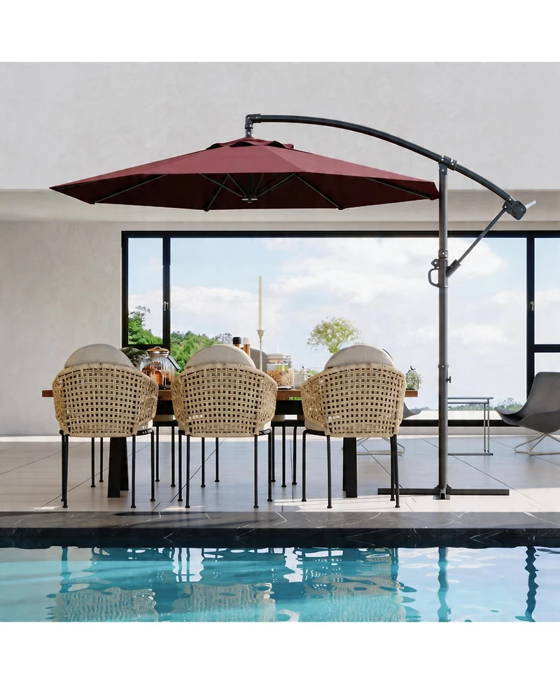 homfan Cantilever Patio Umbrella with Cross Base Large Offset Parasol ,Adjustable Tilt Easy Crank Uv and Fade-Resistant Canopy for Outdoor Spaces