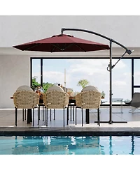 homfan Cantilever Patio Umbrella with Cross Base Large Offset Parasol ,Adjustable Tilt Easy Crank Uv and Fade-Resistant Canopy for Outdoor Spaces