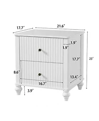 Streamdale Furniture 23" 2-Drawer Wooden Nightstand, Modern Bedside Table