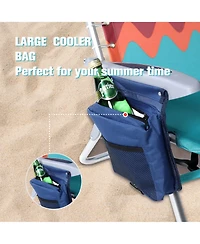 Aofar 2 Pack Beach Chairs Folding Reclining Cooler Bag Armrest Camping outdoor
