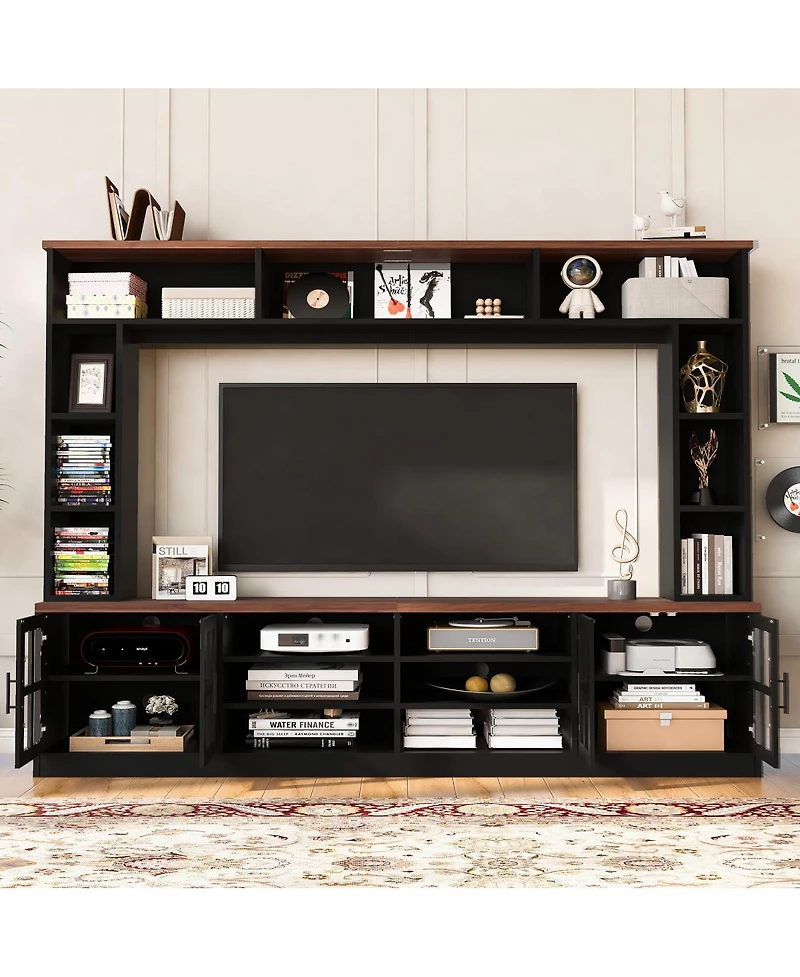 Streamdale Furniture 95.5" Modern Wall Unit Entertainment Center with Bookshelves for TVs up to 80