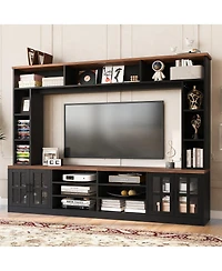 Streamdale Furniture 95.5" Modern Wall Unit Entertainment Center with Bookshelves for TVs up to 80
