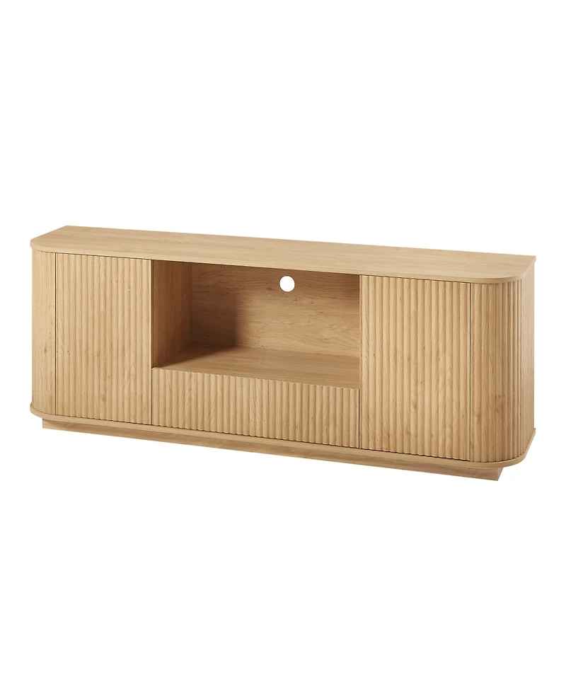 Streamdale Furniture 64-Inch Wavy Wooden Tv Stand and Storage Cabinet