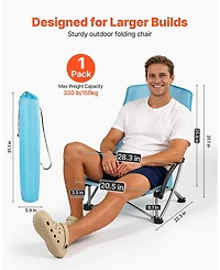Mecale Folding Beach Chair High Back 330 lbs with Mesh Back and Carry Bag