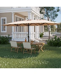homfan Large 13 Feet Double-Sided Umbrella, Outdoor Sun Shade, Waterproof Windproof, Easy Crank, for Backyard, Poolside, Lawn (Base Not Included)