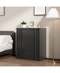 homfan with 4 Drawers for Bedroom, Modern Bedside Table Vertical Handle, Wooden Storage Cabinet Side Living Room Entryway Dorm