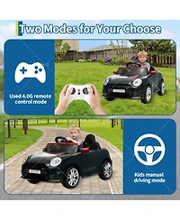 homfan 12V Mini Cooper Officially Licensed Remote-Control Electric Ride-On Car with Led Lights, Up to 66 lbs, Ages 3-8