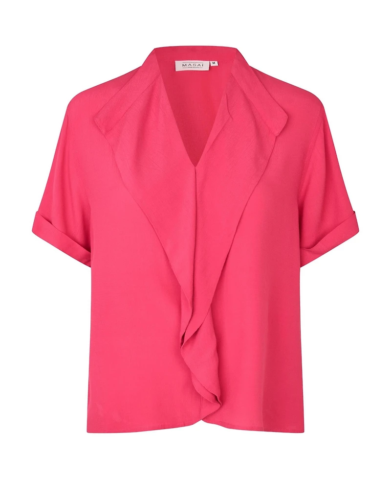 Masai Copenhagen Women's MaDyvora V-Neck Ruffle Blouse