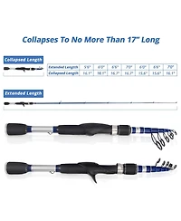 Aofar 6'6" Telescopic Fishing Rod Graphite Spinning Reel Combo
