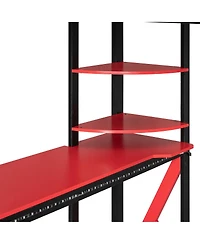 Streamdale Furniture Wood Loft Bed with Desk, Shelves, Power, Usb-c, Rgb Light