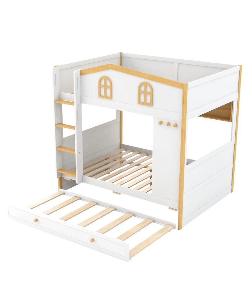 Streamdale Furniture Full over Full House Bunk Bed with Storage Shelves and Trundle