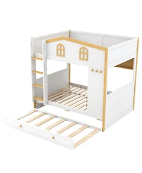 Streamdale Furniture Full over Full House Bunk Bed with Storage Shelves and Trundle
