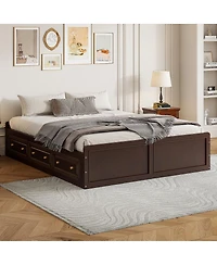 Streamdale Furniture Wood Queen Size Platform Bed Frame with 6 Drawers, Espresso