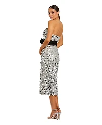 Mac Duggal Women's Strapless Paillete Column Midi Dress With Bow