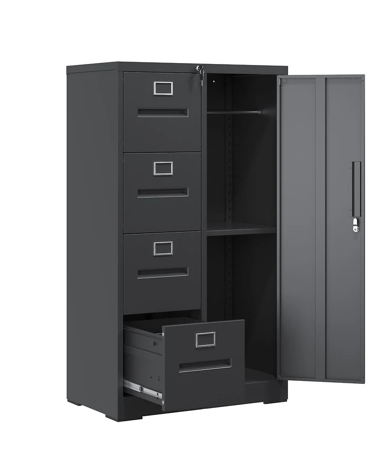 Streamdale Furniture 4-Drawer Metal Filing Cabinet with Storage Locker