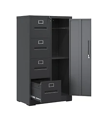 Streamdale Furniture 4-Drawer Metal Filing Cabinet with Storage Locker