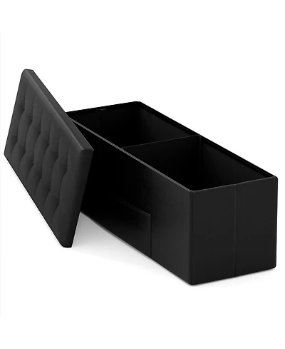 Sugift 43 in. Folding Storage Ottoman Bench with Pu Leather Top, 38 Gallon Capacity