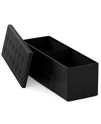 Sugift 43 in. Folding Storage Ottoman Bench with Pu Leather Top, 38 Gallon Capacity