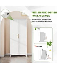 Boyel Living Metal Wardrobe with Adjustable Shelves Hanging Rod Quiet Doors