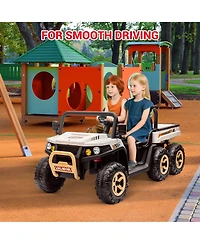 homfan 24V 2-Seater Ride-On Dump Truck 4WD with Remote Control, 110-Lb. Capacity, Ages 3–8