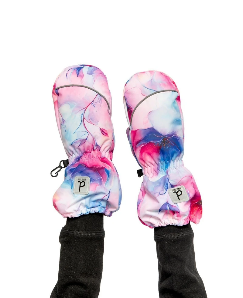 Deux par Deux Little and Big Girl(6-16) Play Winter Mittens Mauve Flower Print