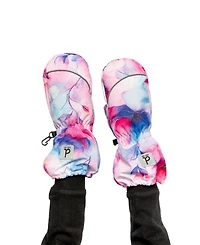 Deux par Deux Little and Big Girl(6-16) Play Winter Mittens Mauve Flower Print