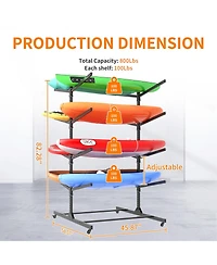 Boyel Living Steel Kayak Storage Rack Vertical 8 Capacity Adjustable Shelves Heavy Duty