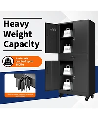 Boyel Living Garage Storage Cabinet with Drawer Pegboard Adjustable Shelves Locking Wheels