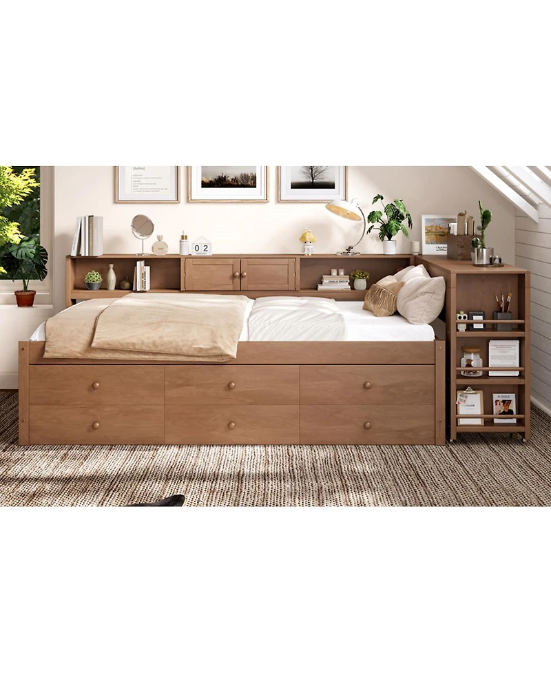 Streamdale Furniture Daybed with Trundle, Storage, Shelves and Desk