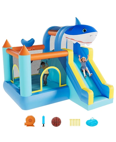 homfan Inflatable Bounce House 109"L x 102"W x 98"H, Oxford Cloth with Slide & Air Blower, Accommodates 3 Children, Ages 3+