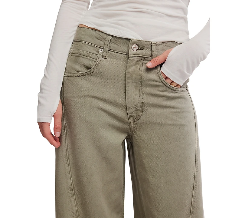 Free People Women's Haven Mid-Rise Button-Zip Fly Jeans