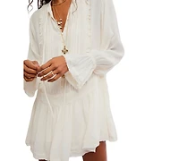 Free People Women's Free-Est Crinkled Button-Front V-Neck Mini Dress