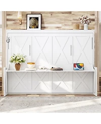 Streamdale Furniture Murphy Bed with a desk, Usb Charging Station, Led Lights