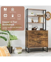 Mecale Letter-Size Lateral File Cabinet with Lock and Bookshelf