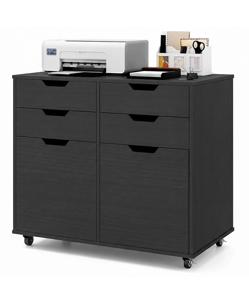 Mecale 4-Drawer File Cabinet with Cabinets and Lockable Wheels