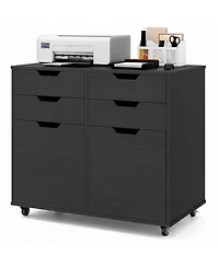 Mecale 4-Drawer File Cabinet with Cabinets and Lockable Wheels