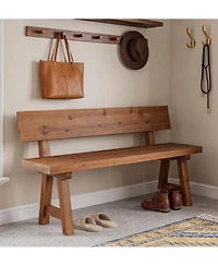 Tribesigns Solid Wood Bench with Back,47-In Long Farmhouse Wooden Indoor Window Bench Seat for Entryway,Mudroom,Living Room,Easy Assembly