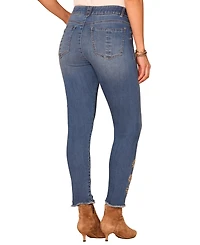 Democracy Women's AbSolution High-Rise Floral-Embroidered Ankle Skimmer Jeans