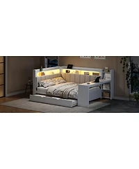 Streamdale Furniture Daybed with Storage, Trundle, Charging, Led, Desk